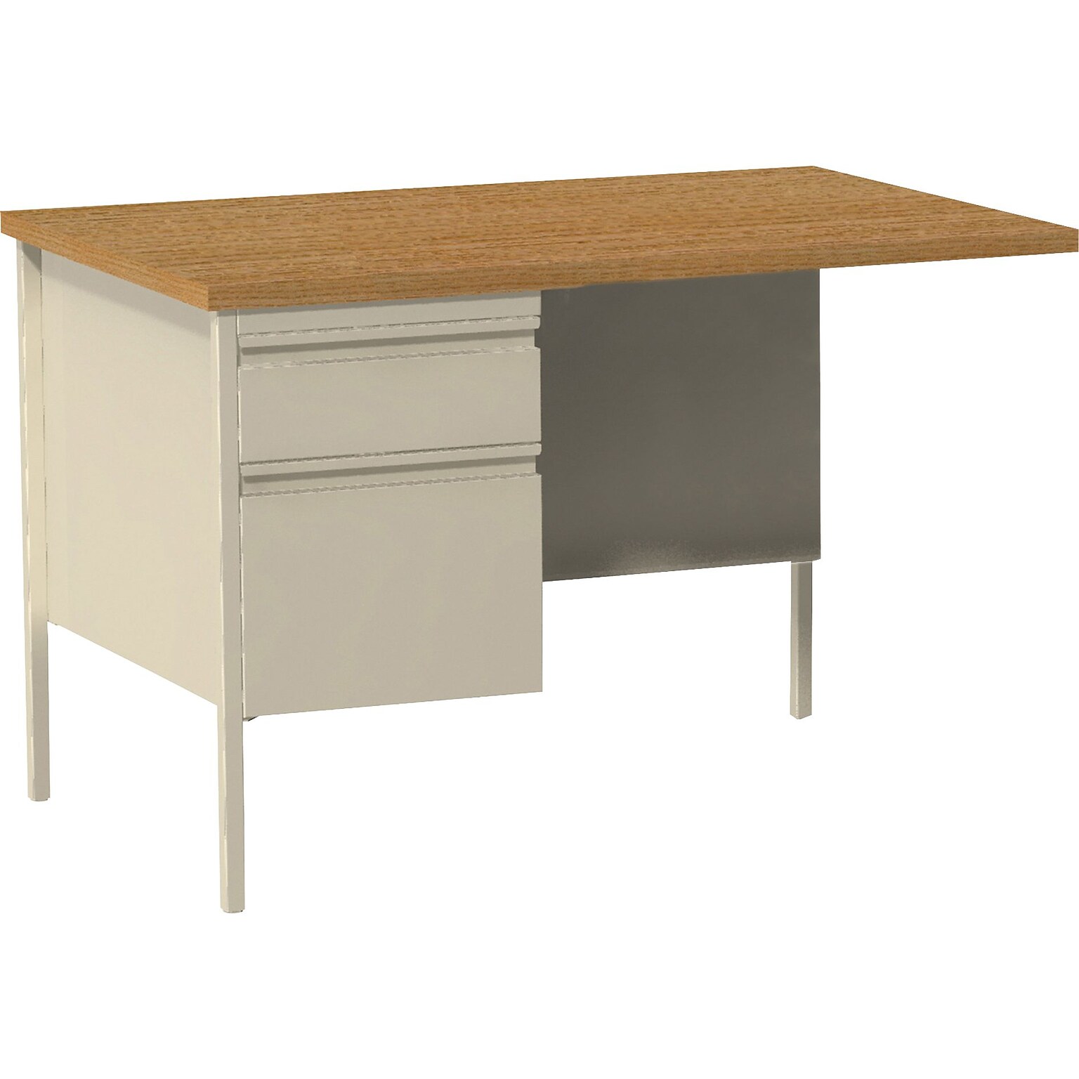 Lorell Fortress Series Left-Pedestal Return, 42W x 24D x 29.5H, Putty/Oak (LLR60923)