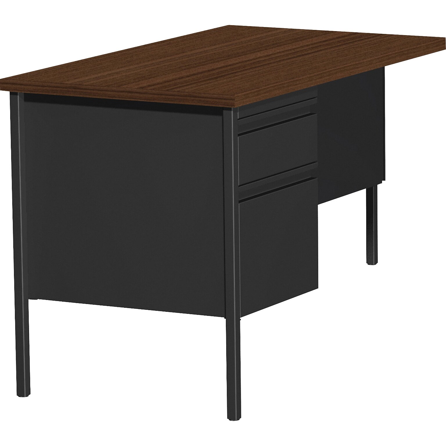 Lorell Fortress Series Left-Pedestal Return, 24D x 42W x 29.5H, Black Walnut (LLR69024)