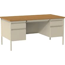 Quill Brand® 60W Oak Laminate Fortress Series Desk with Double Pedestal