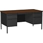 Quill Brand® 60"W Walnut Laminate Fortress Series Desk with Double Pedestal