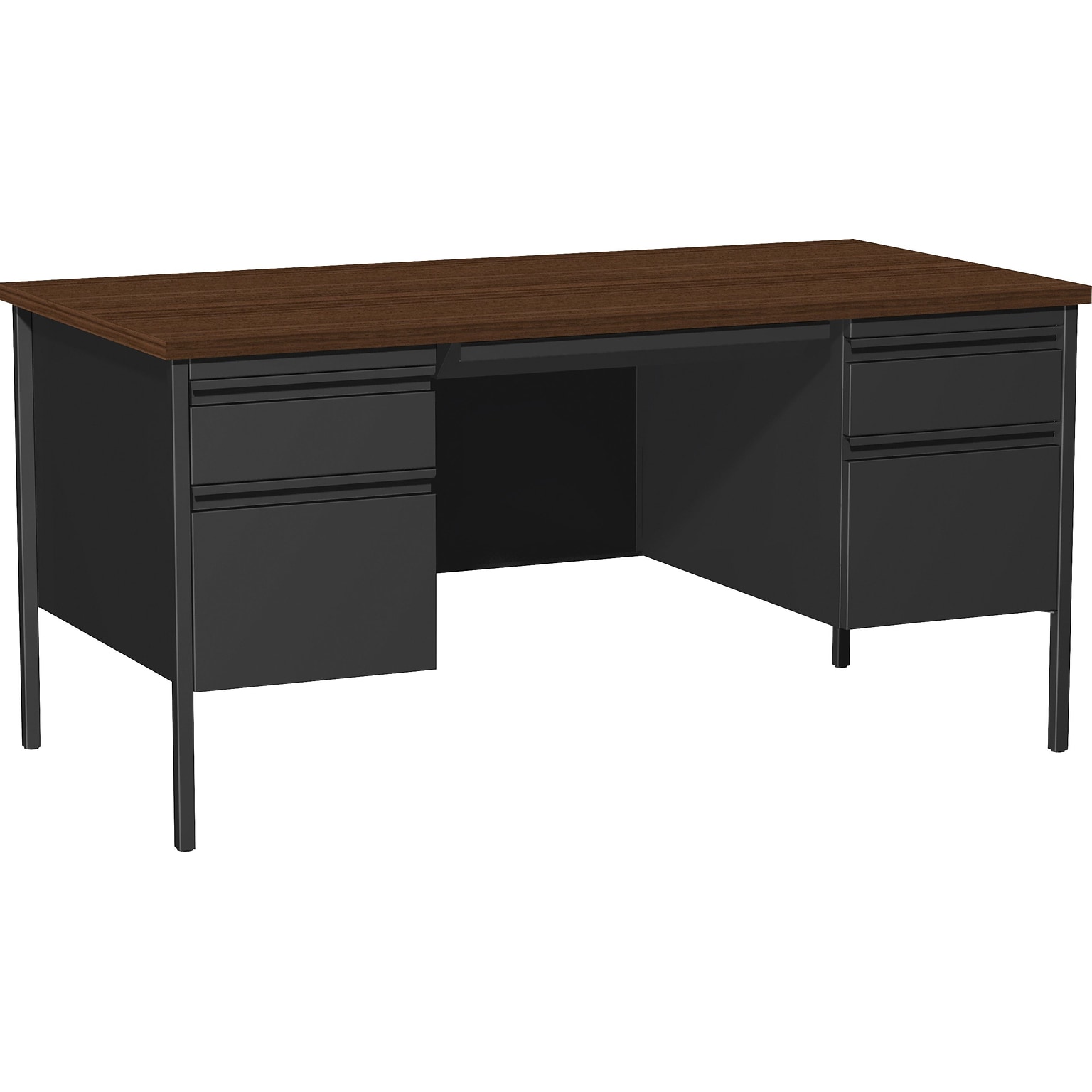 Quill Brand® 60W Walnut Laminate Fortress Series Desk with Double Pedestal