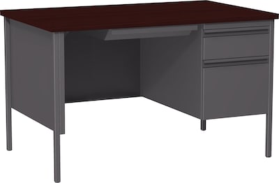 Lorell Fortress Series 48 Right Single-Pedestal Desk, Mahogany (LLR66903)