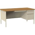 Lorell Oak Laminate Fortress Series Desking, Rectangle, 1 Pedestals, 30 x 66 x 29.5, Steel, Putty