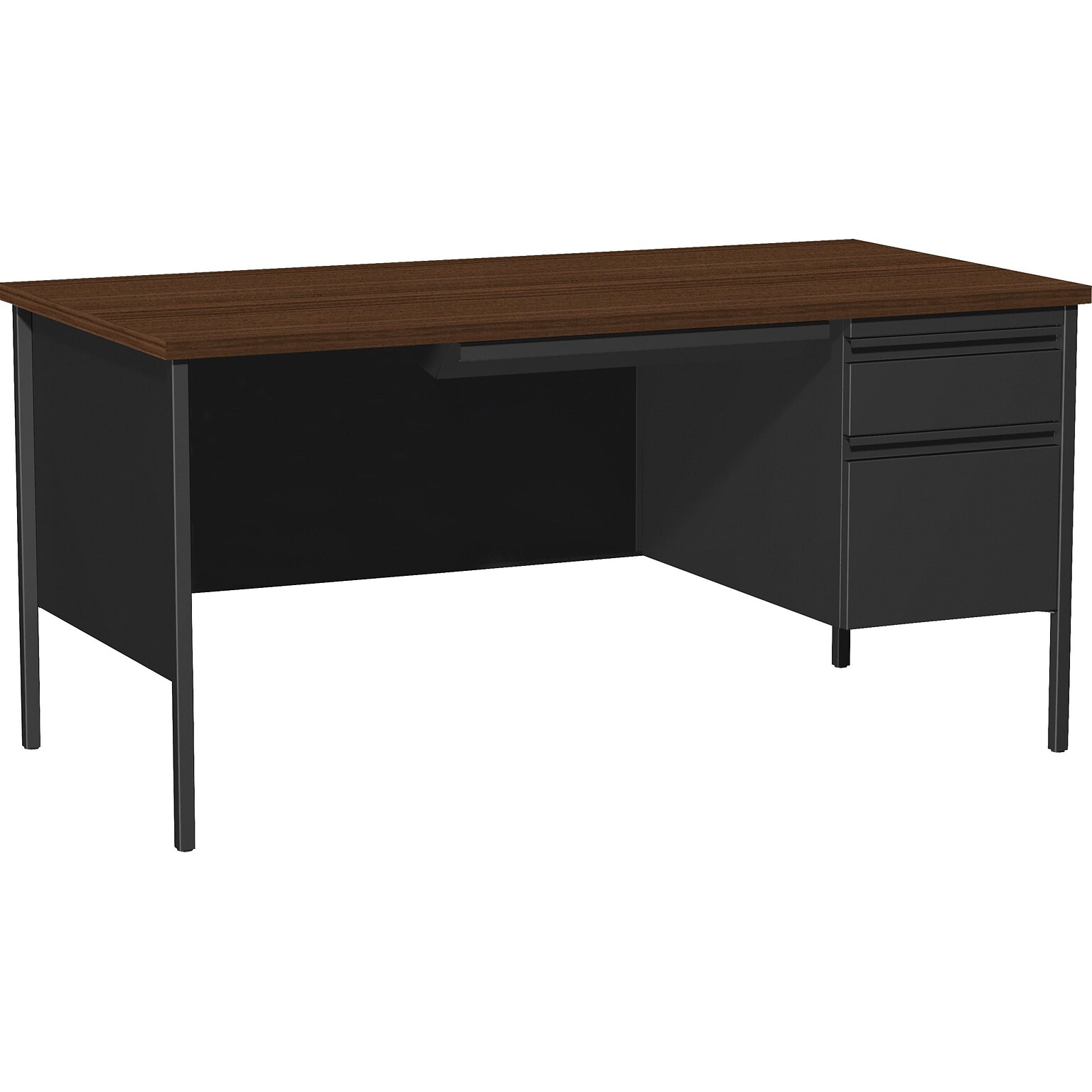 Lorell Fortress Series 66 Right-Pedestal Desk, Black Walnut (LLR66905)