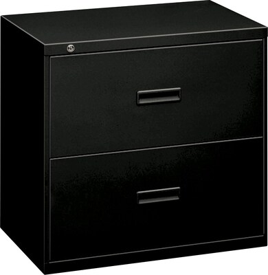 HON Lateral File, 2 Drawers, Molded Pull, 30"W, Black Finish (BSX432LP)