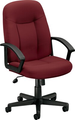 HON Fabric High-Back Executive Chair, Center-Tilt, Fixed Arms, Burgundy (BSXVL601VA62)