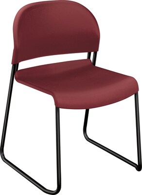 HON® GuestStacker® Stacking Chair; Black Finish Legs, Mulberry, 4/Carton