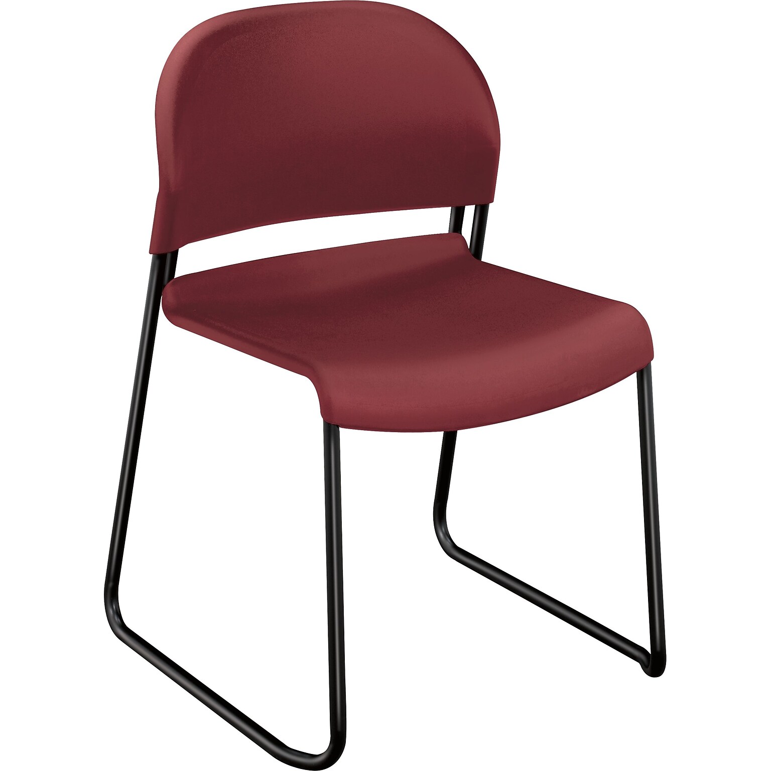 HON® GuestStacker® Stacking Chair; Black Finish Legs, Mulberry, 4/Carton