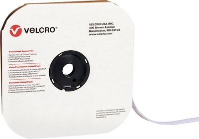 Velcro Loop Only Tape 5/8 x 75 Sticky Back Hook & Loop Fastener, White, Roll (VEL110)