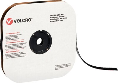 Velcro Loop Only Tape 5/8 x 75 Sticky Back Hook & Loop Fastener, Black, Roll (VEL108)