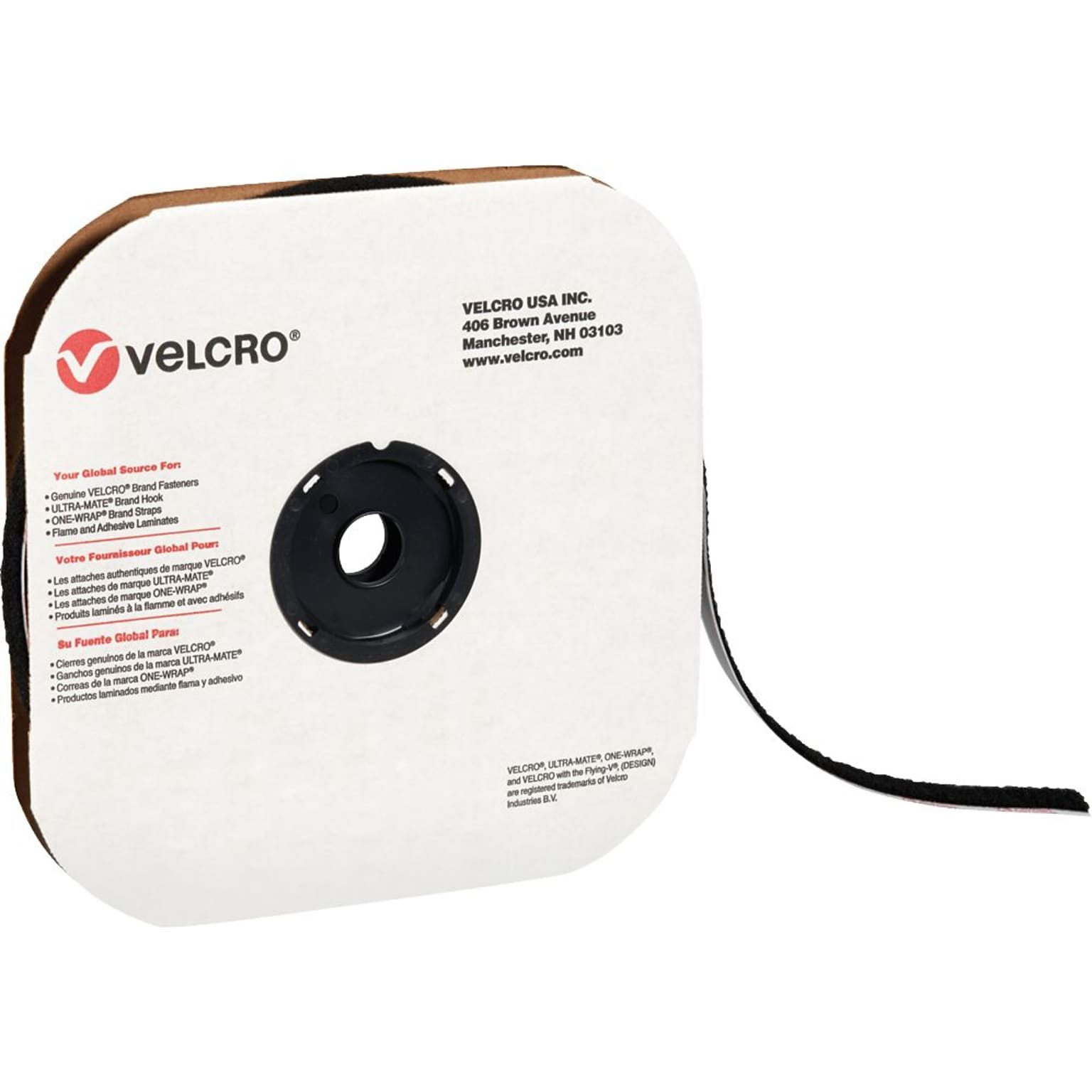 Velcro Loop Only Tape 5/8 x 75 Sticky Back Hook & Loop Fastener, Black, Roll (VEL108)