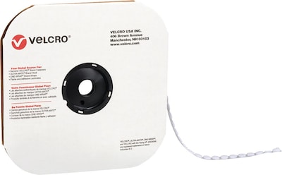 Velcro Loop Only Dots 1/2 Dia. Sticky Individual Back Hook & Loop  Fastener, White, 1440/Carton (VEL