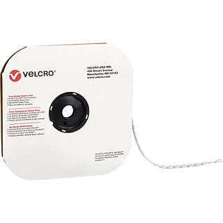 Velcro Loop Only Dots 1/2 Dia. Sticky Individual Back Hook & Loop  Fastener, White, 1440/Carton (VEL