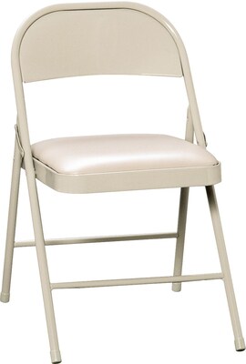 HON Folding Chairs with Padded Seat, Vinyl, Light Beige, Seat: 18 1/2W x 19 5/8D, Back: 18 1/2W x 11 3/4H, 4/Ct