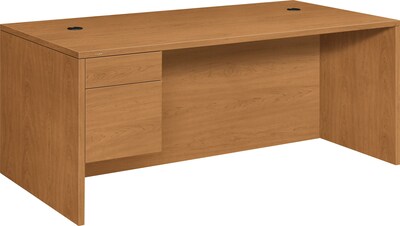 HON 10500 Series Left Pedestal Desk 72"W, Harvest, 29 1/2"H x 72"W x 36"D