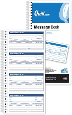 Quill Brand® Message Book, 11 x 5-1/2, White, 400 Forms/Book (745400)