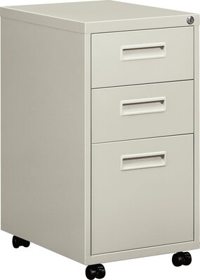 Hon® 1600 Series 3-Drawer 22D Mobile Pedestal File Cabinet; Light Gray, Legal (H1623MQ)