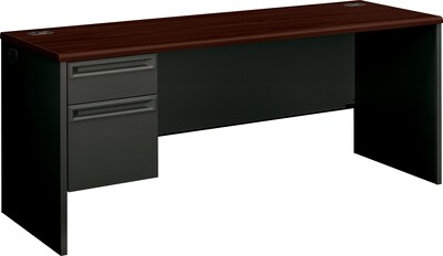 HON® 38000 Series Left Pedestal Credenza, Mahogany/Charcoal, 29 1/2"H x 72"W x 24"D
