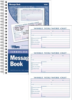 TOPS Phone Message Pad, 2-5/6 x 5, White/Canary, 100 Sheets/Pad (4006)