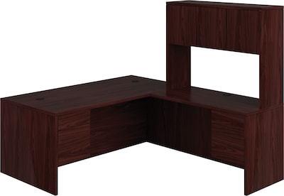 HON 10500 Series Bundle Solutions Left L-Workstation with Stack-On Storage, Mahogany, 72" x 84"
