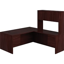 HON 10500 Series Bundle Solutions Left L-Workstation with Stack-On Storage, Mahogany, 72 x 84