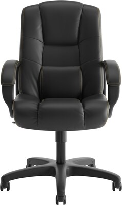 HON High-Back Executive Chair, Center-Tilt, Black Vinyl, Contrast Stitching, Fixed Arms (BSXVL131EN11)