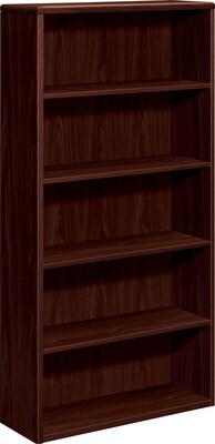 HON 10700 Series Bookcase, Mahogany, 5-Shelf, 69.22H