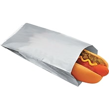 Foil Single-Serve Hot Dog Bags, 3 1/2 x 1 1/2 x 8 1/2, Silver, 1,000/Ct