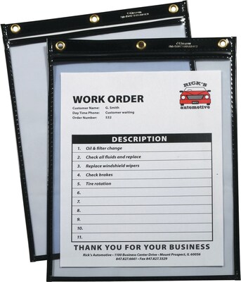 Heavy-Duty Super Heavyweight Plus Shop Ticket Holders, 12 x 9, Black, 15/Bx (CLI50912)