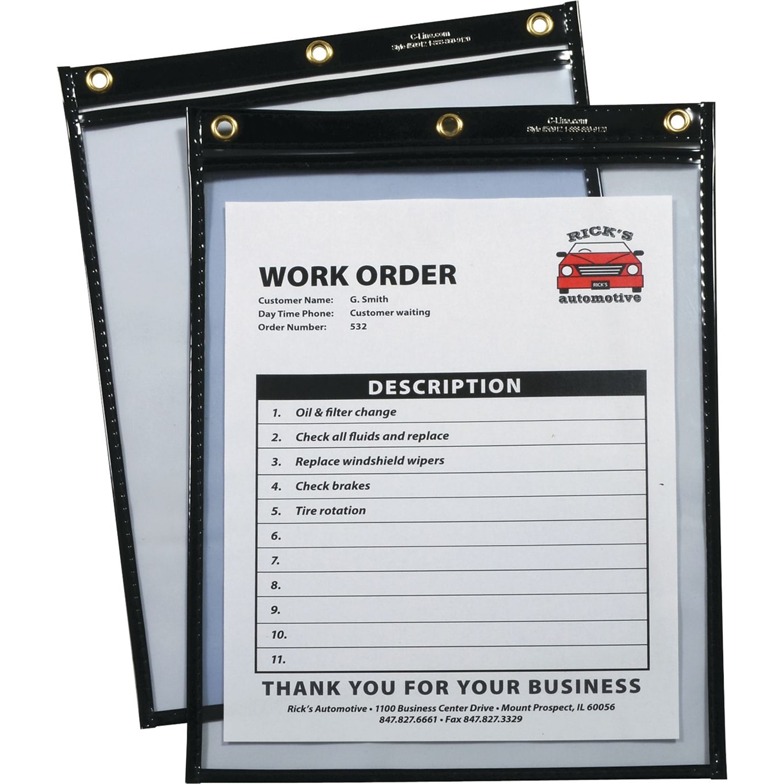 Heavy-Duty Super Heavyweight Plus Shop Ticket Holders, 12 x 9, Black, 15/Bx (CLI50912)