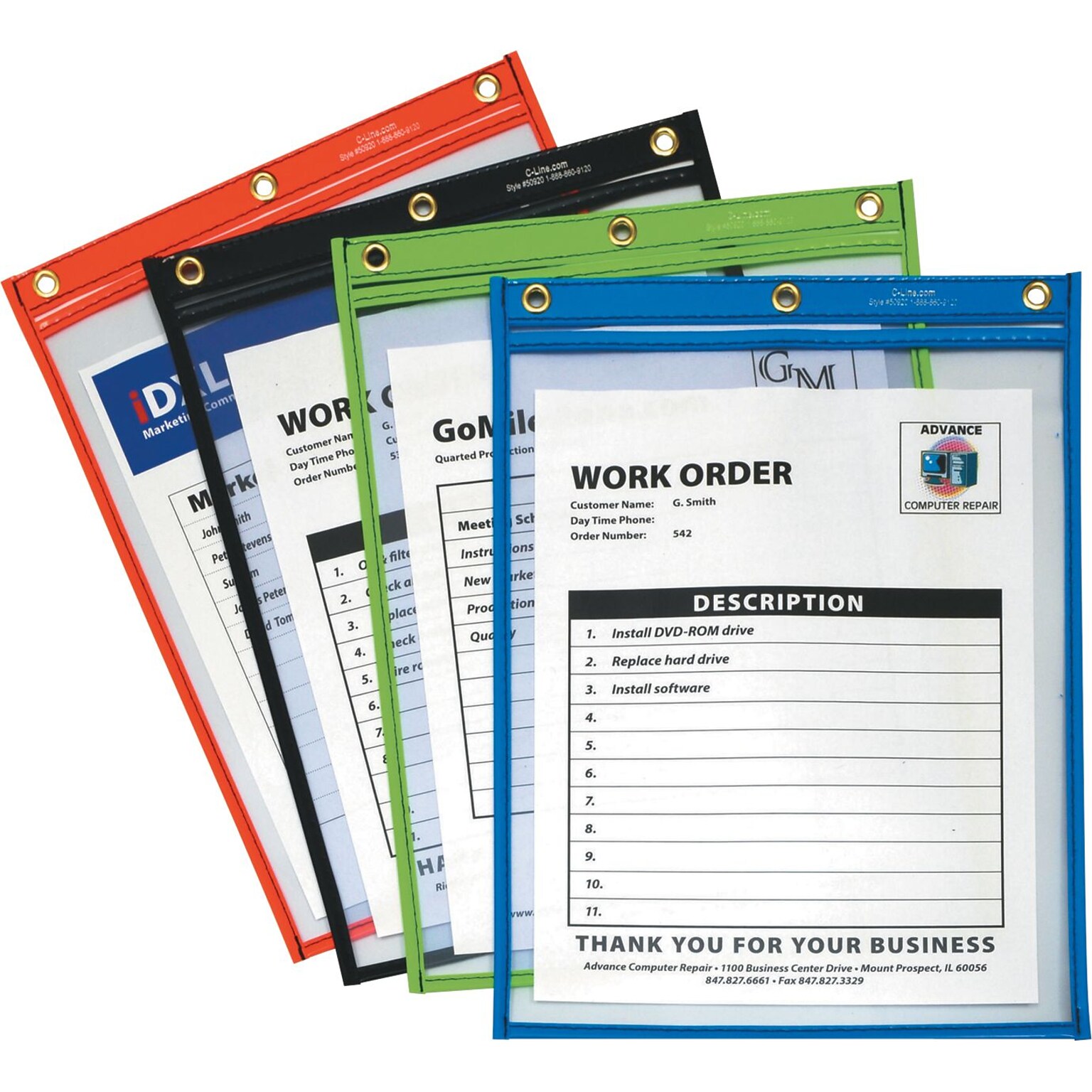 Heavy-Duty Super Heavyweight Plus Shop Ticket Holders, 12 x 9, Assorted, 20/Bx (CLI50920)