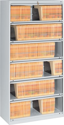 Tennsco Closed Fixed Shelf Lateral File, Light Gray, 6-Shelf, 75 1/4H