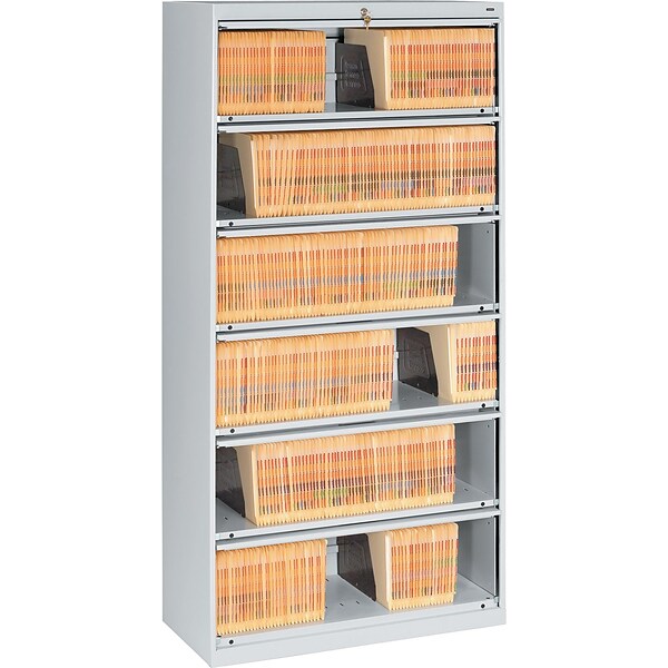 Tennsco Closed Fixed Shelf Lateral File, Light Gray, 6-Shelf, 75 1/4H