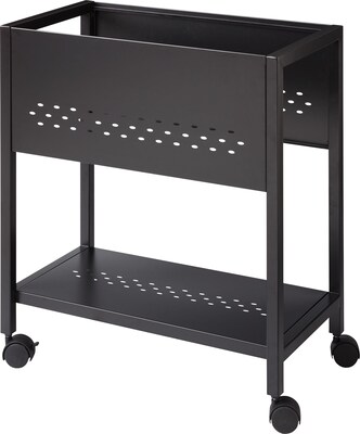 Hirsh 1 Shelf Metal Mobile File Cart, 24" Deep, Black (18171)