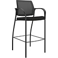 HON Ignition Mesh Back Cafe-Height Stool; Fixed Arms, Black Fabric