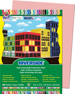 Riverside® Construction Paper, Salmon, 9" x 12", 50 Sheets