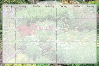 Biggies- Dry Erase Stickie Monthly Calendar, Flower Garden, 48"