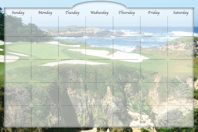 Biggies- Dry Erase Stickie Monthly Calendar, Golf Ocean, 48"