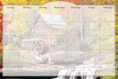Biggies- Dry Erase Stickie Monthly Calendar, Water Wheel, 36"