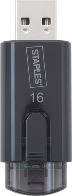 Staples® 16GB Flash Drive, Retractable, Black