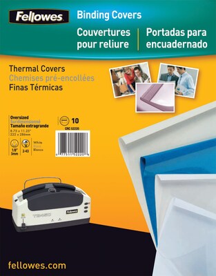 Fellowes® Thermal Binding Presentation Covers, Letter, 1/4, White, 60 Sheets, 10/Pack (52222)