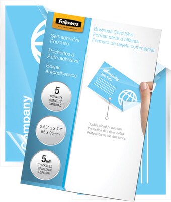 Fellowes Business Card Self Sealing Laminating Pouches, Business Card, 5 Mil, 5/Pack (5220101)