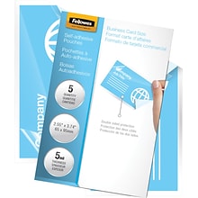 Fellowes Business Card Self Sealing Laminating Pouches, Business Card, 5 Mil, 5/Pack (5220101)