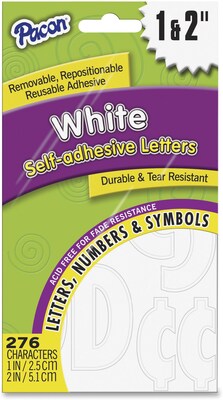 Pacon Reusable Self-Adhesive Letters, Uppercase Letters, Punctuation Marks, Number, White