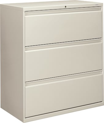 HON Brigade 800 Series 3 -Drawer Lateral File Cabinet, Letter/Legal, Light Gray, 36W (HON883LQ)