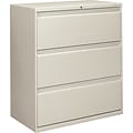 HON Brigade 800 Series 3 -Drawer Lateral File Cabinet, Letter/Legal, Light Gray, 36W (HON883LQ)