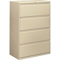 HON Brigade® 800 Series Lateral File; 4-Drawer, 53-1/4Hx36Wx19-1/4D, Putty