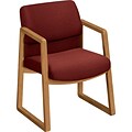 HON® 2400 Series Fabric Guest Chairs; Harvest Oak Finish, Burgundy Fabric