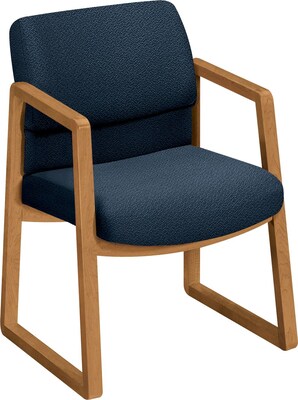 HON® 2400 Series Fabric Guest Chairs; Harvest Oak Finish, Blue Fabric