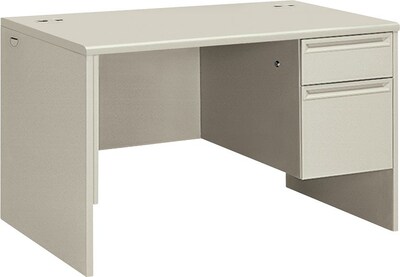 HON® 38000 Series Metal Office Suites; Single Pedestal Desk; Light Grey/Light Grey